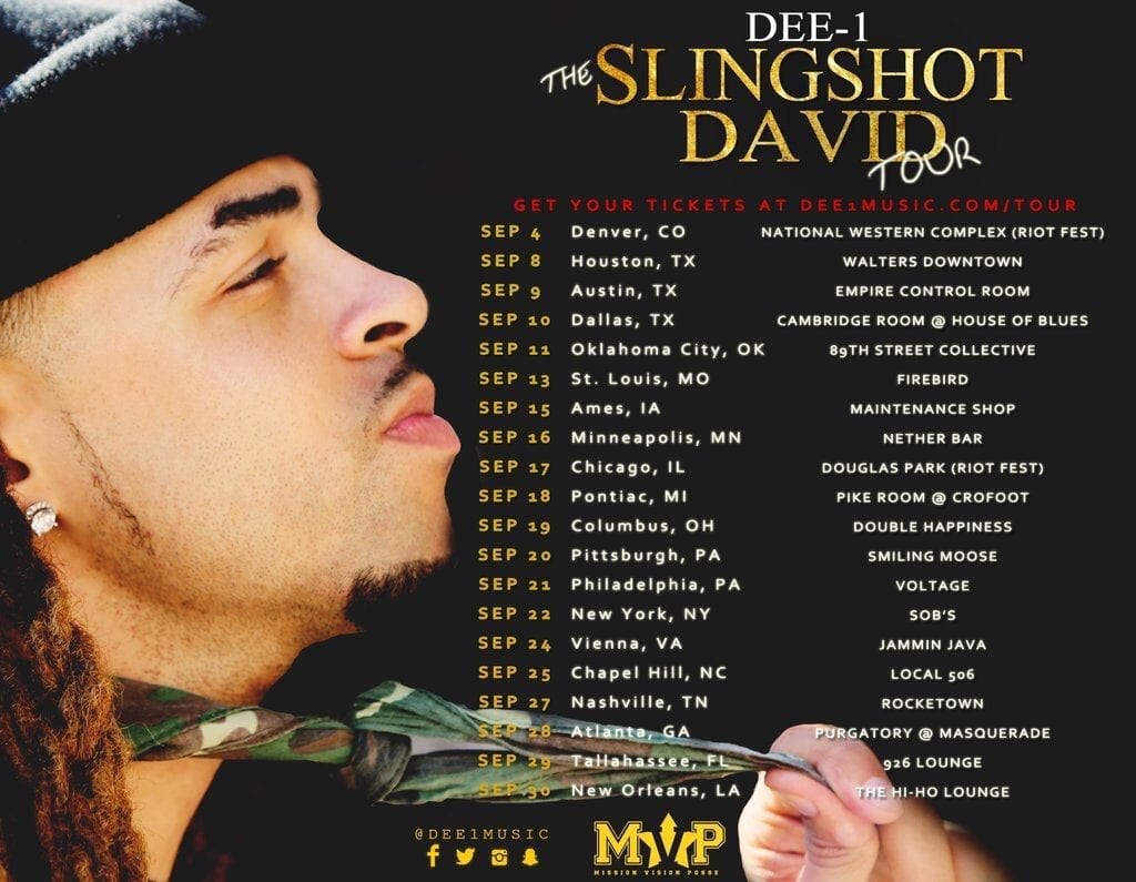 Dee-1 Announces His First Nationwide Headling Tour|The #SlingshotDavid Tour| @dee1music @trackstarz